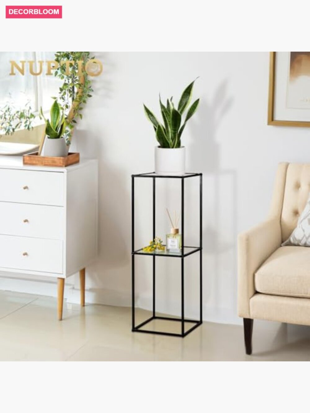 2 Pack 31.5" Tall Black Cylinder Plant Stands with Acrylic Panels - Picture 6 of 7